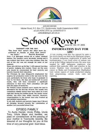 INFORMATION DAY FOR  THOUGHT FOR THE DAY  The food that enters the mind must be ABC  watched as