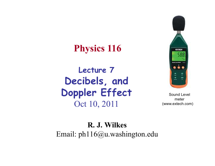 physics 116 lecture 7 decibels and doppler effect