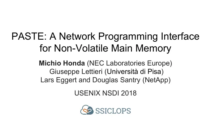 paste a network programming interface for non volatile