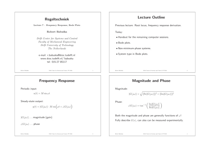 lecture outline regeltechniek