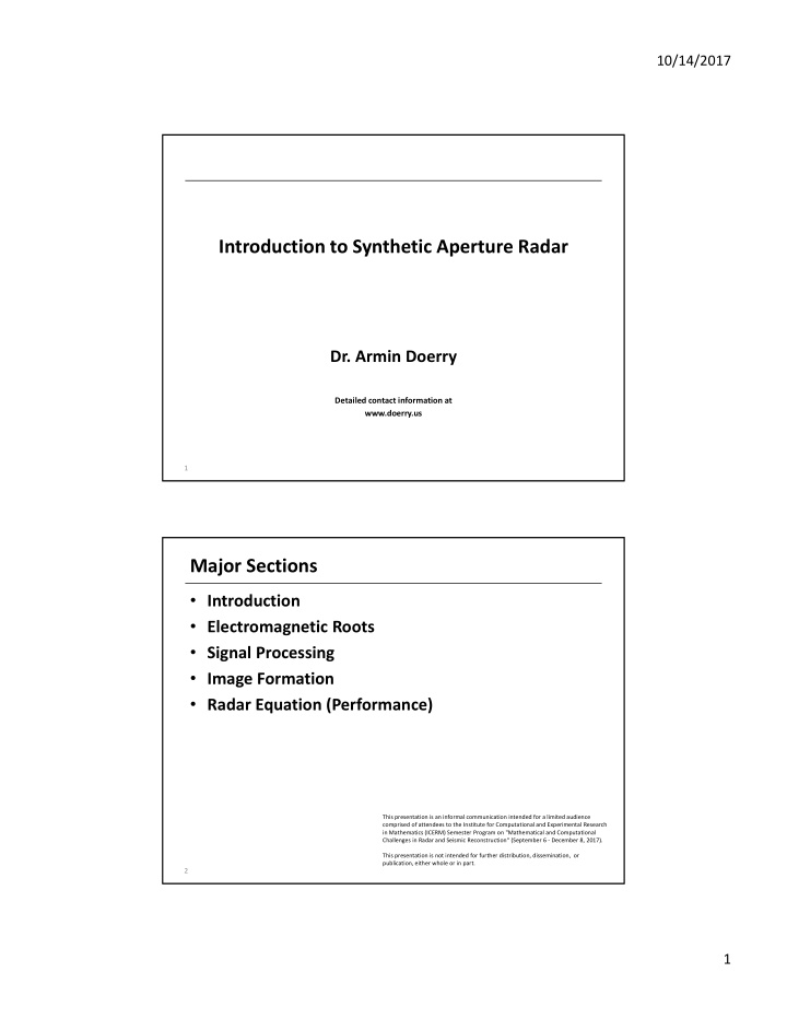 introduction to synthetic aperture radar