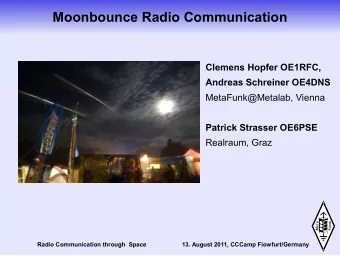Moonbounce Radio Communication  Clemens Hopfer OE1RFC,  Andreas Schreiner OE4DNS  MetaFunk@Metalab,