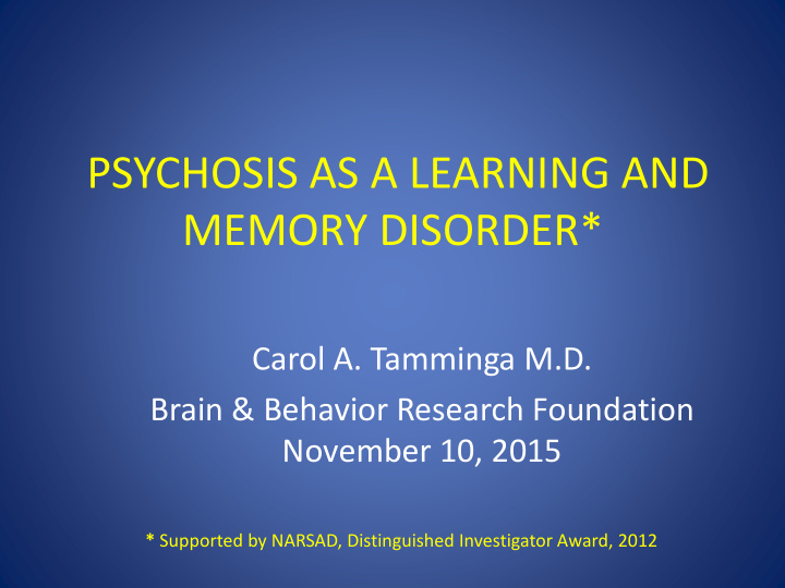 psychosis as a learning and