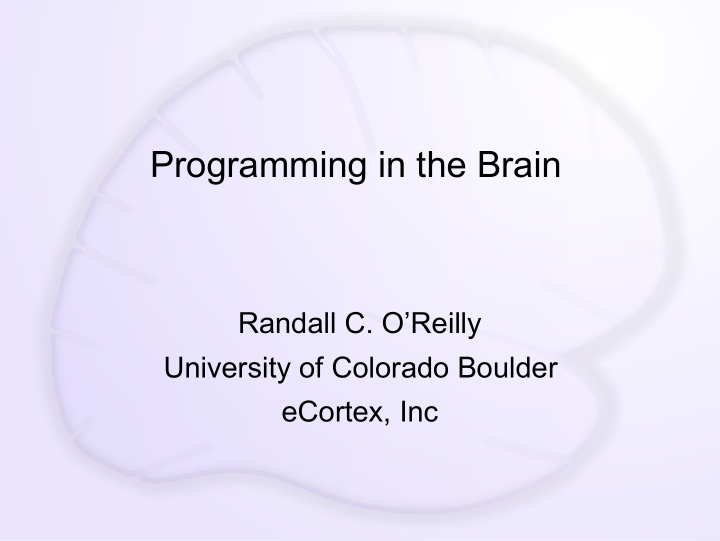 programming in the brain