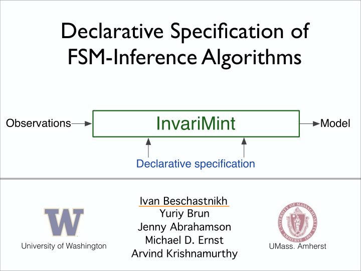 declarative specification of fsm inference algorithms