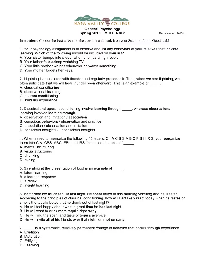 general psychology