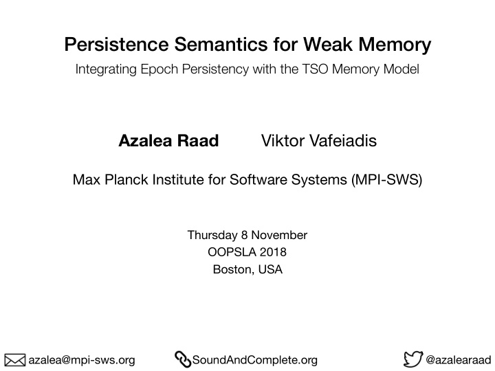 persistence semantics for weak memory
