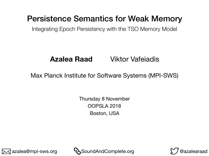 persistence semantics for weak memory