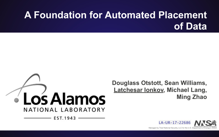 a foundation for automated placement of data
