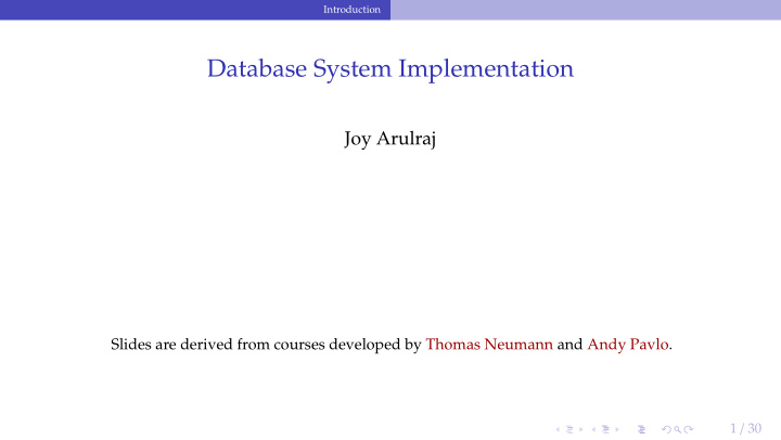 database system implementation