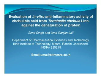 Evaluation of in-vitro anti-inflammatory activity of chebulinic acid from Terminalia chebula Linn.