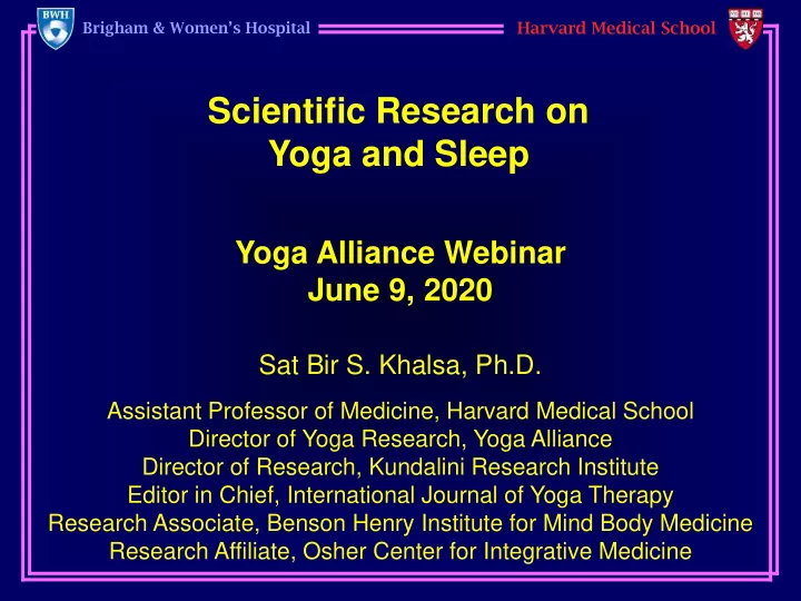 scientific research on yoga and sleep