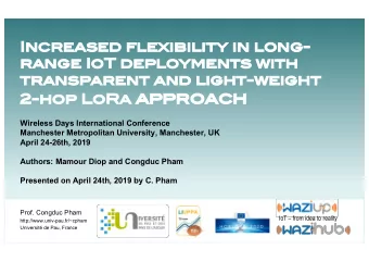 LoRa ap  approac  ach  2-hop L  Wireless Days International Conference  Manchester Metropolitan