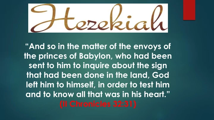 and so in the matter of the envoys of
