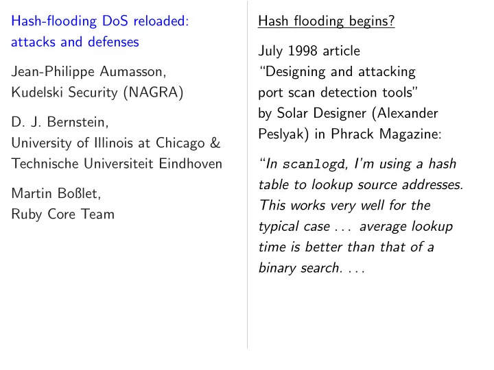 hash flooding dos reloaded hash flooding begins attacks