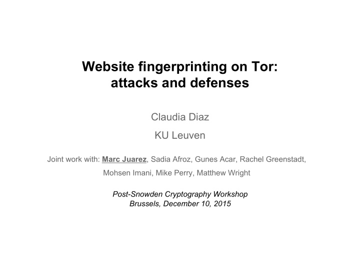 website fingerprinting on tor