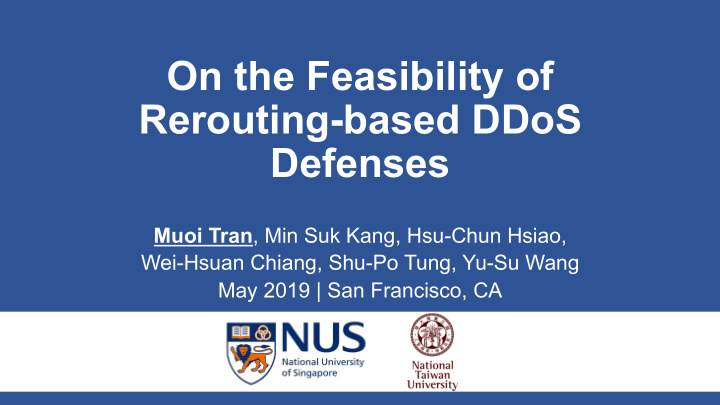 on the feasibility of rerouting based ddos defenses