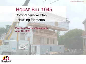 H OUSE B ILL 1045  Comprehensive Plan  Housing Elements  Planning Directors Roundtable  April 16,
