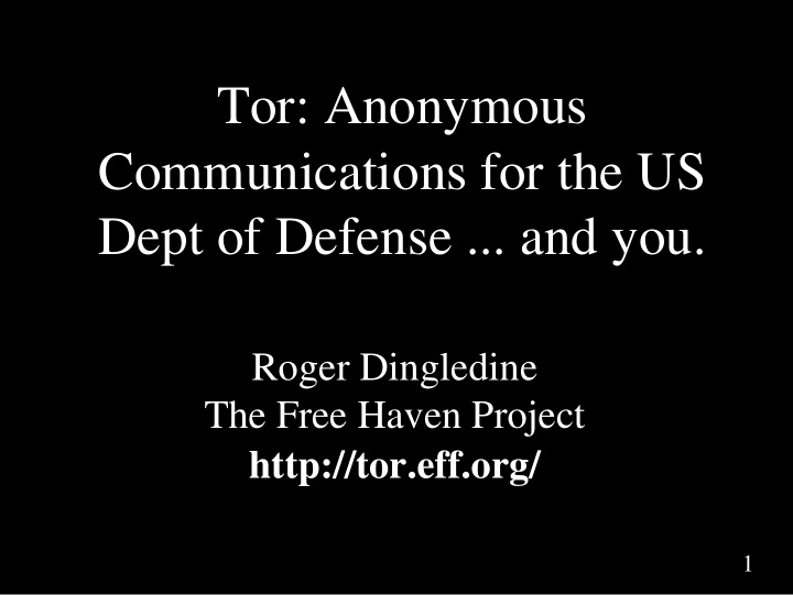 tor anonymous communications for the us dept of defense