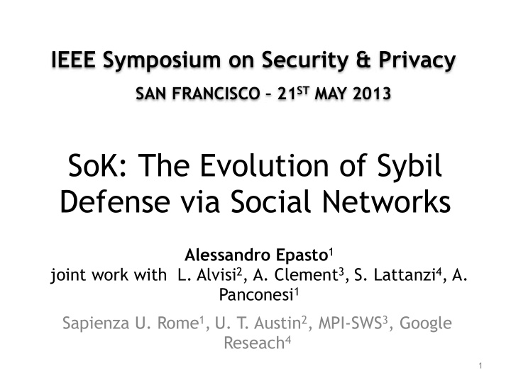 sok the evolution of sybil defense via social networks
