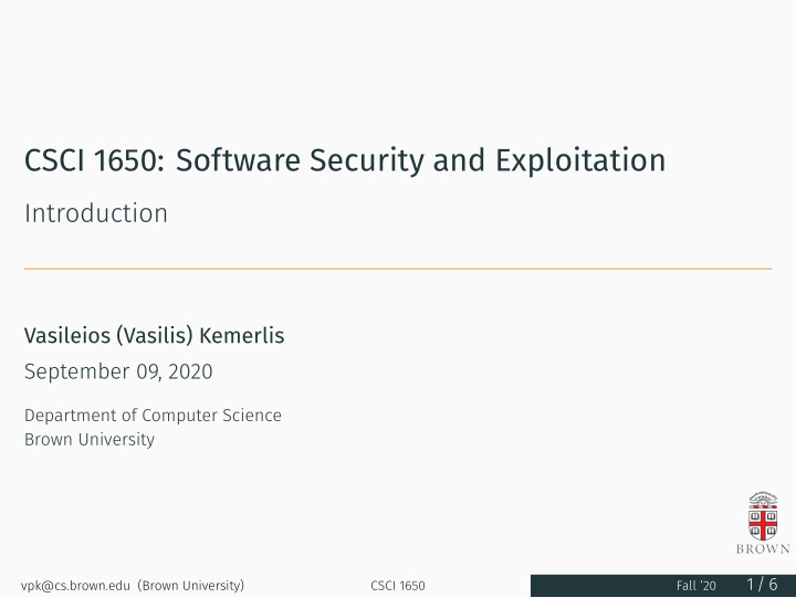 csci 1650 software security and exploitation