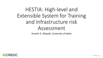 HESTIA: High-level and  Extensible System for Training  and Infrastructure risk  Assessment  Ananth