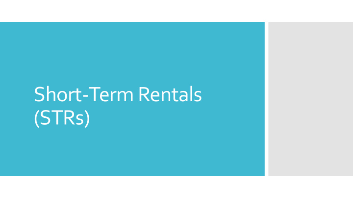 short term rentals strs