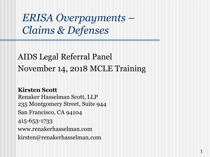 erisa overpayments claims defenses