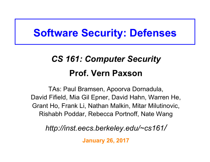 software security defenses