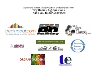 ORGANAGARDENS  Tiny Homes  January 17, 2020  Lonna Thelen, Principal Planner  City of Colorado