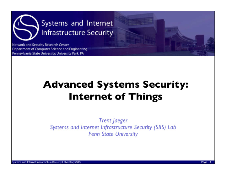 advanced systems security internet of things
