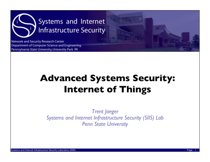advanced systems security internet of things