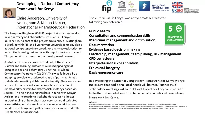 developing a national competency framework for kenya