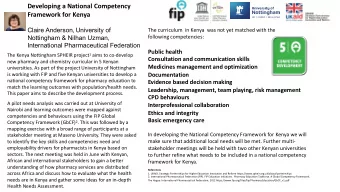 Developing a National Competency  Framework for Kenya  Claire Anderson, University of  The