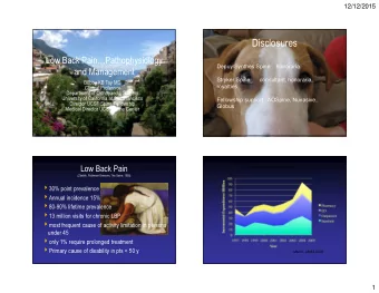 Disclosures  Low Back PainPathophysiology  Depuy/Synthes Spine    honoraria  and Management