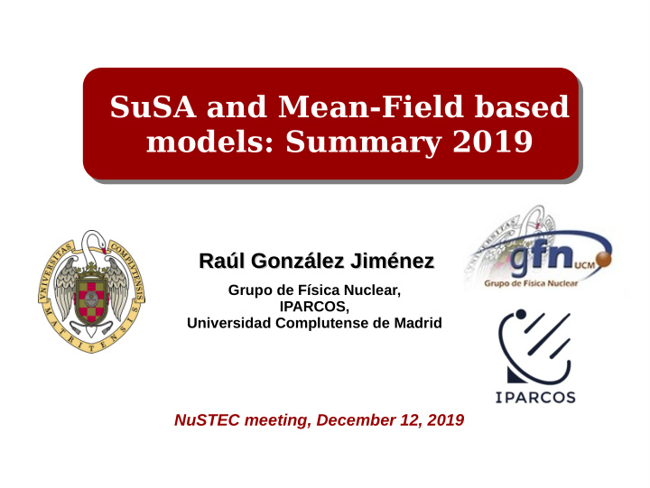 susa and mean field based models summary 2019