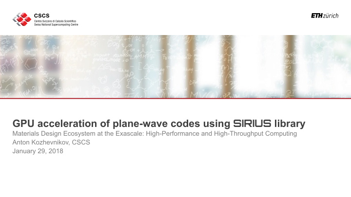 gpu acceleration of plane wave codes using sirius library