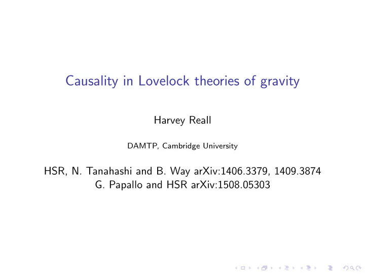 causality in lovelock theories of gravity