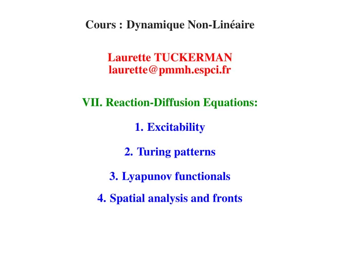 cours dynamique non lin eaire laurette tuckerman laurette