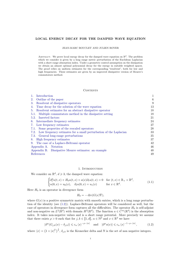 local energy decay for the damped wave equation