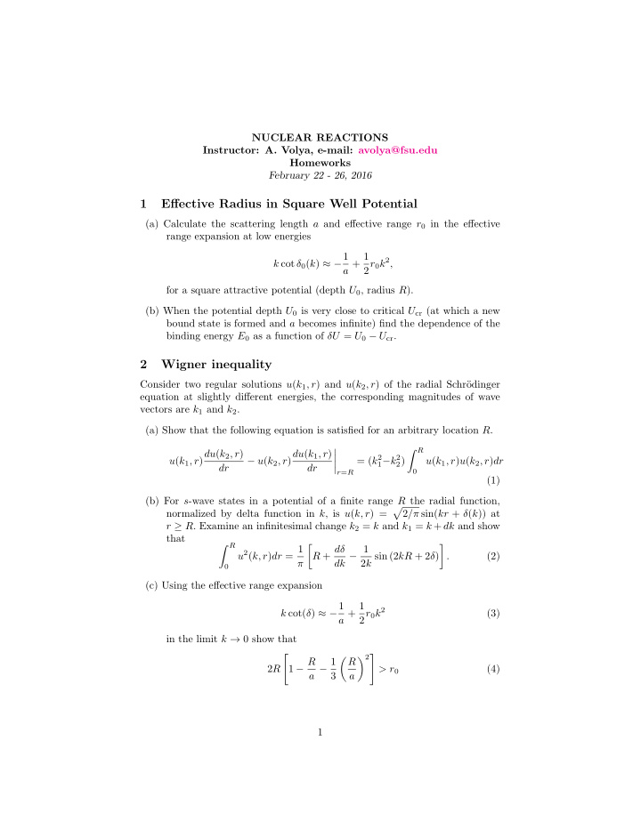 1 effective radius in square well potential