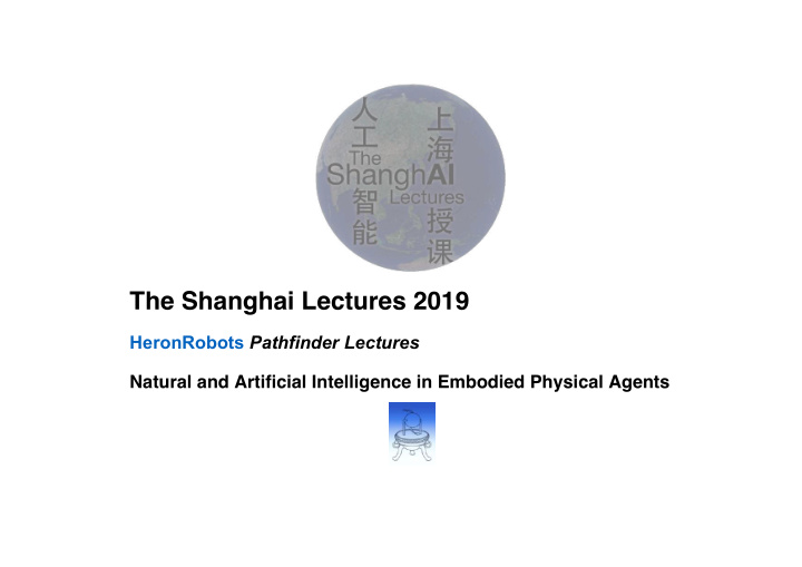 the shanghai lectures 2019