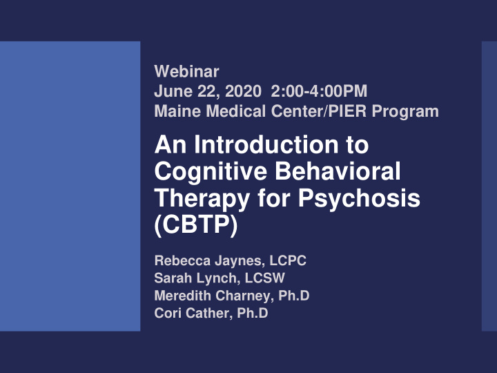 an introduction to cognitive behavioral therapy for