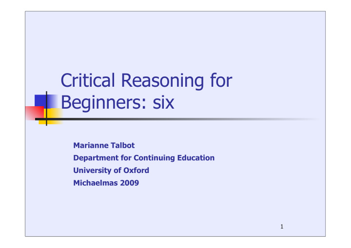 critical reasoning for beginners six