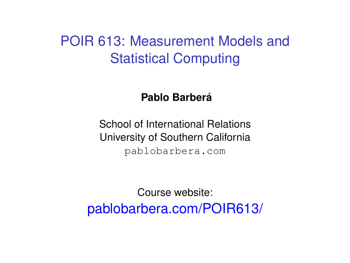 poir 613 measurement models and statistical computing