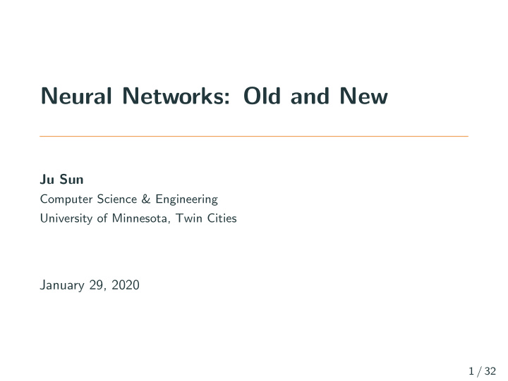 neural networks old and new
