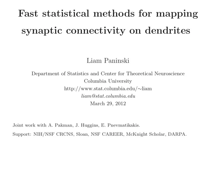 fast statistical methods for mapping synaptic