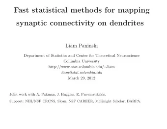 Fast statistical methods for mapping  synaptic connectivity on dendrites  Liam Paninski  Department