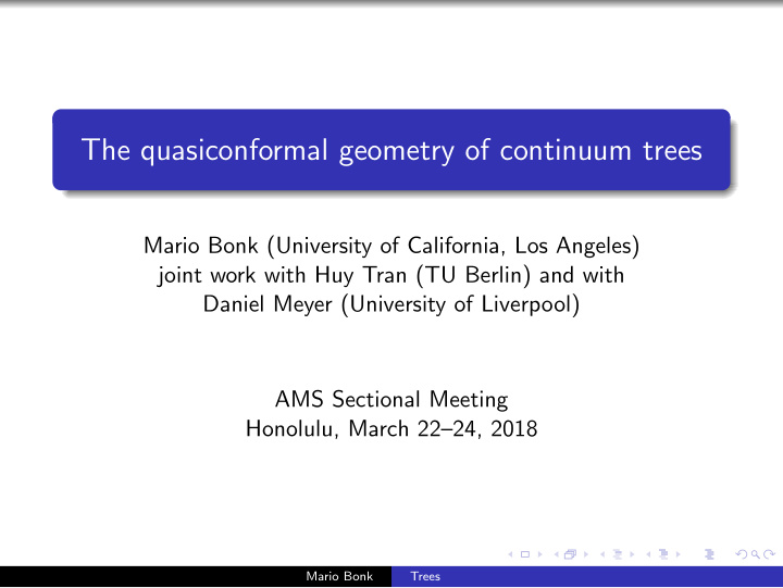 the quasiconformal geometry of continuum trees