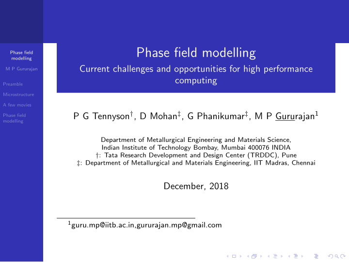 phase field modelling
